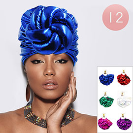 12PCS - Metallic Turban Hats