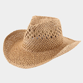 Open Weave Panama Cowboy Straw Hat