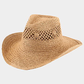 Open Weave Panama Cowboy Straw Hat