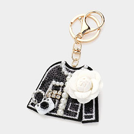 Felt Back Flower Corsage Pear Pointed Sequin Women Jacket Keychain