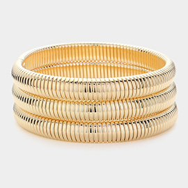 3PCS - Metal Cable Multi Layered Bangle Bracelets