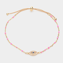 Evil Eye Pointed Beads Station Pull Tie Bracelet