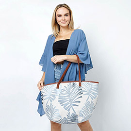 Palm Leaves Print Tote Bag