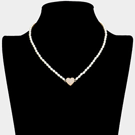 Pearl Heart Pendant Necklace