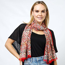 Abstract Print Chiffon Oblong Scarf