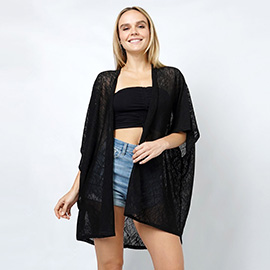 Textured Jersey Relaxed Fit Kimono Poncho