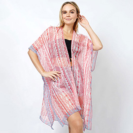 Ethnic Print Kimono Poncho