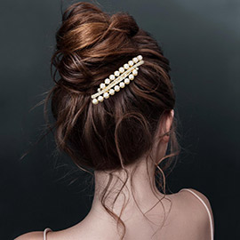 Pearl Bar Pointed Rhinestone Paved Hair Comb