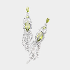 Marquise CZ Stone Pointed Stone Paved Fringe Evening Earrings