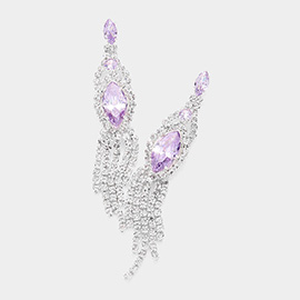 Marquise CZ Stone Pointed Stone Paved Fringe Evening Earrings