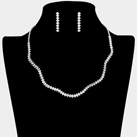 CZ Rhinestone Paved Wavy Necklace