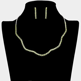 CZ Rhinestone Paved Wavy Necklace