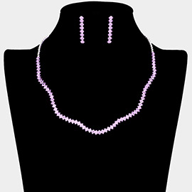 CZ Rhinestone Paved Wavy Necklace