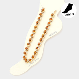 Round Stone Bezel Station Anklet