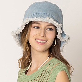 Frayed Edge Denim Bucket Hat