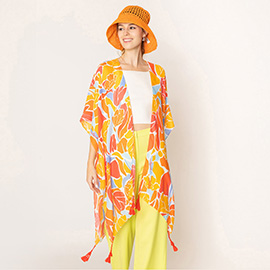 Floral Print Kimono Poncho