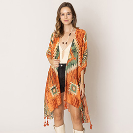 Aztec Print Kimono Poncho