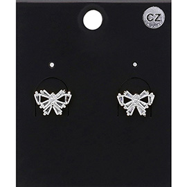 CZ Stone Paved Bow Stud Earrings