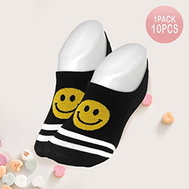 10Pairs - Smile Pointed Striped Socks