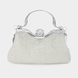 Bling Rhinestone Mesh Top Handle Evening Bag / Crossbody Bag