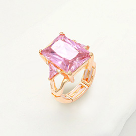 Rectangle Crystal Stretch Ring