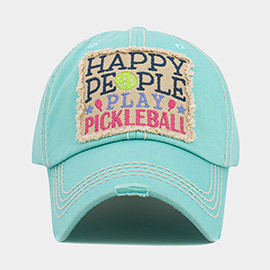 HAPPY PEOPLE PLAY PICKLEBALL Message Vintage Baseball Cap