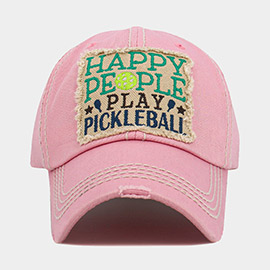 HAPPY PEOPLE PLAY PICKLEBALL Message Vintage Baseball Cap