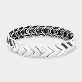 Burnished Metal Chevron Stretch Bracelet