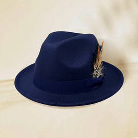 Feather Bow Pointed Fedora Hat