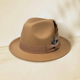 Feather Bow Pointed Fedora Hat