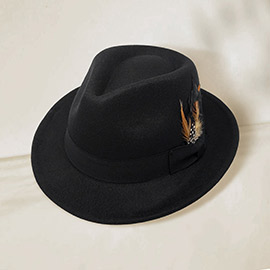 Feather Bow Pointed Band Pork Pie Hat