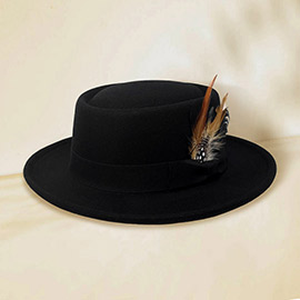 Feather Bow Pointed Band Pork Pie Hat