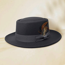 Feather Bow Pointed Band Pork Pie Hat