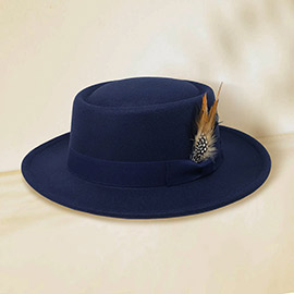 Feather Bow Pointed Band Pork Pie Hat