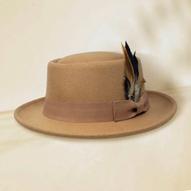 Feather Bow Pointed Band Pork Pie Hat