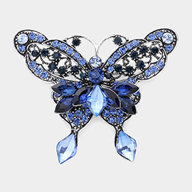 Multi Stone Embellished Butterfly Pin Brooch