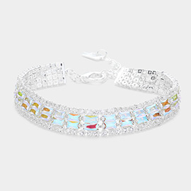 CZ Baguette Rhinestone Embellished Evening Bracelet