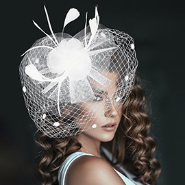 Flower Feather Mesh Bow Fascinator / Headband