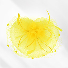 Flower Feather Mesh Bow Fascinator / Headband