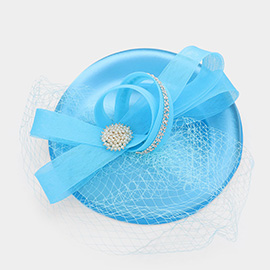 Pearl Brooch Pointed Mesh Bow Fascinator / Headband