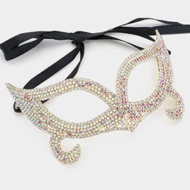 Rhinestone Pave Cat Eye Masquerade Mask