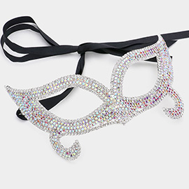 Rhinestone Pave Cat Eye Masquerade Mask