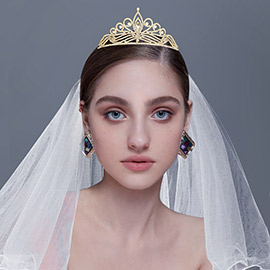 Marquise Stone Accented Rhinestone Paved Princess Tiara