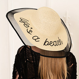 Life is a beach Message Mesh Brim Straw Sun Hat