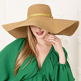 Sequin Band Pointed Straw Sun Hat