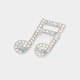 Stone Embellished Musical Note Pin Brooch