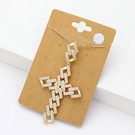 CZ Paved Cross Pendant Necklace