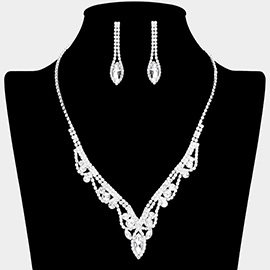 Marquise Stone Pointed Rhinestone Paved Necklace