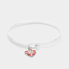 Enamel Heart Gift Charm Bangle Bracelet