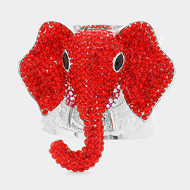 Stone Embellished Elephant Cuff Bracelet